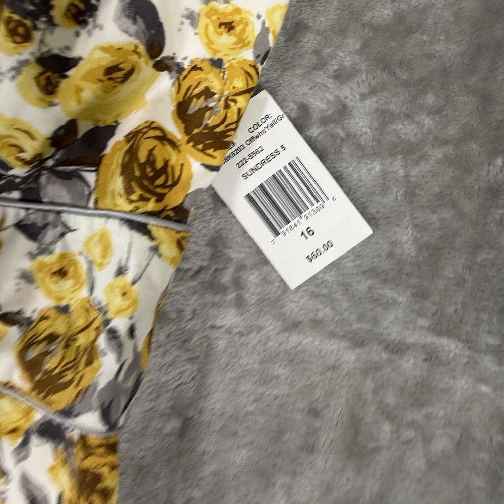 NWT B. Smart Sundress Size 16 Yellow Grey Floral Strapless Mini Sundress - Picture 3 of 9